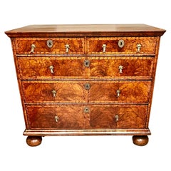 Queen Anne Transitional to George I Walnut Inlaid and Penwork Chest