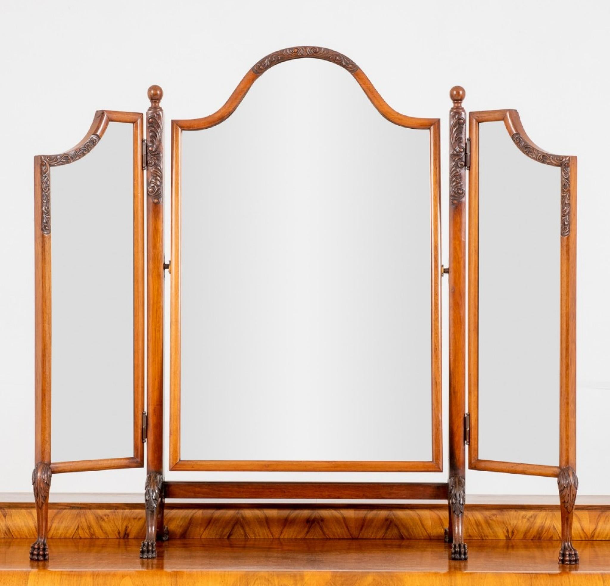 Walnut Queen Anne Triple Mirror, Dressing Mirrors