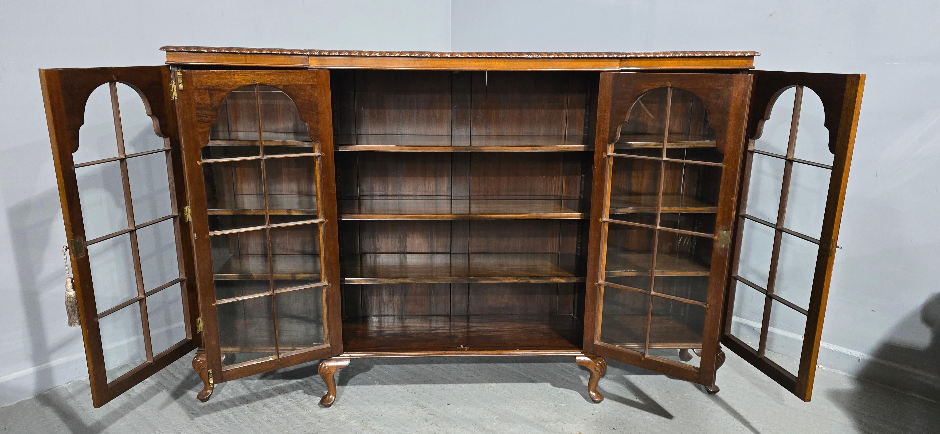 Queen Anne Walnut Adjustable Library Bookcase For Sale at 1stDibs
