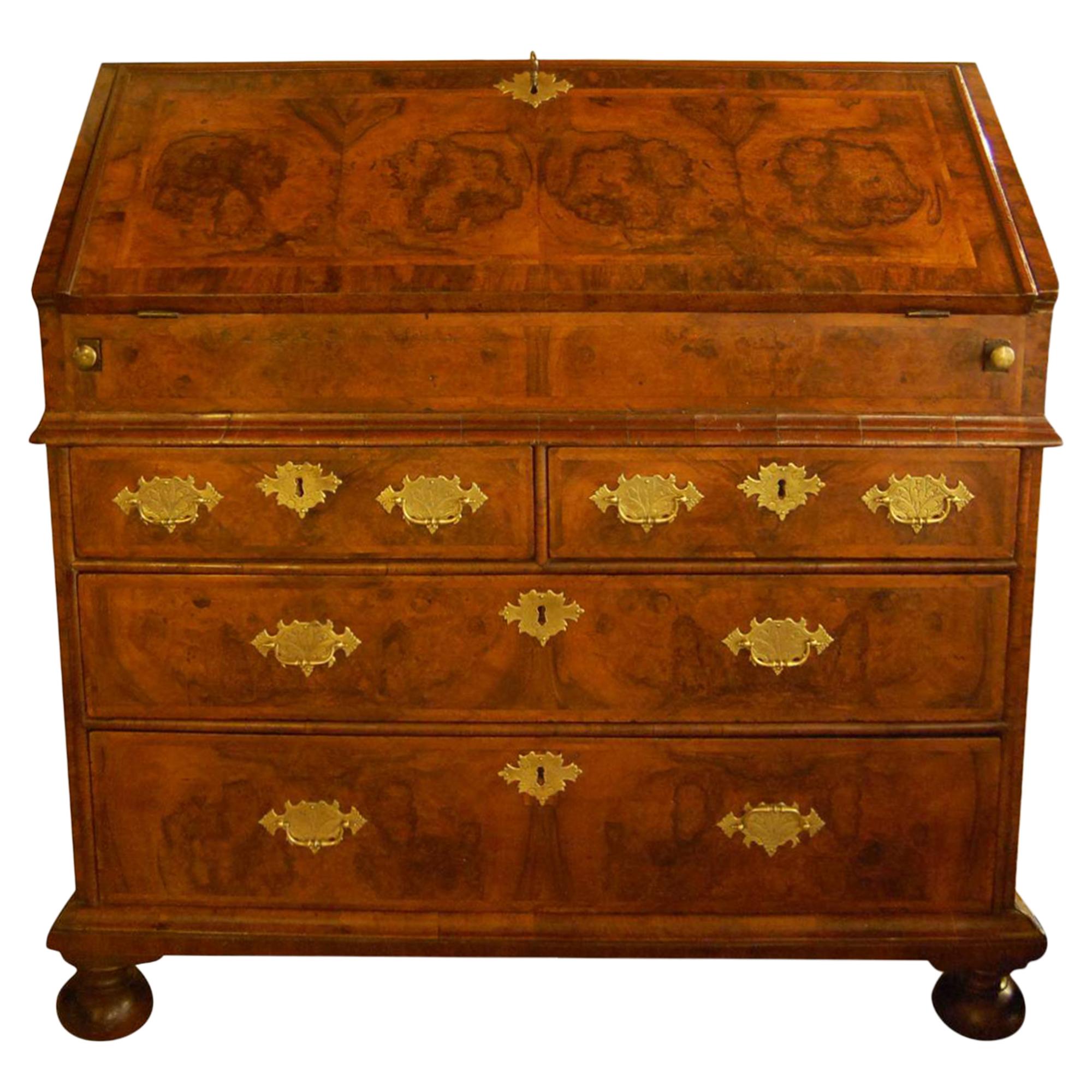 Queen Anne Walnut and Feather Banded Bureau