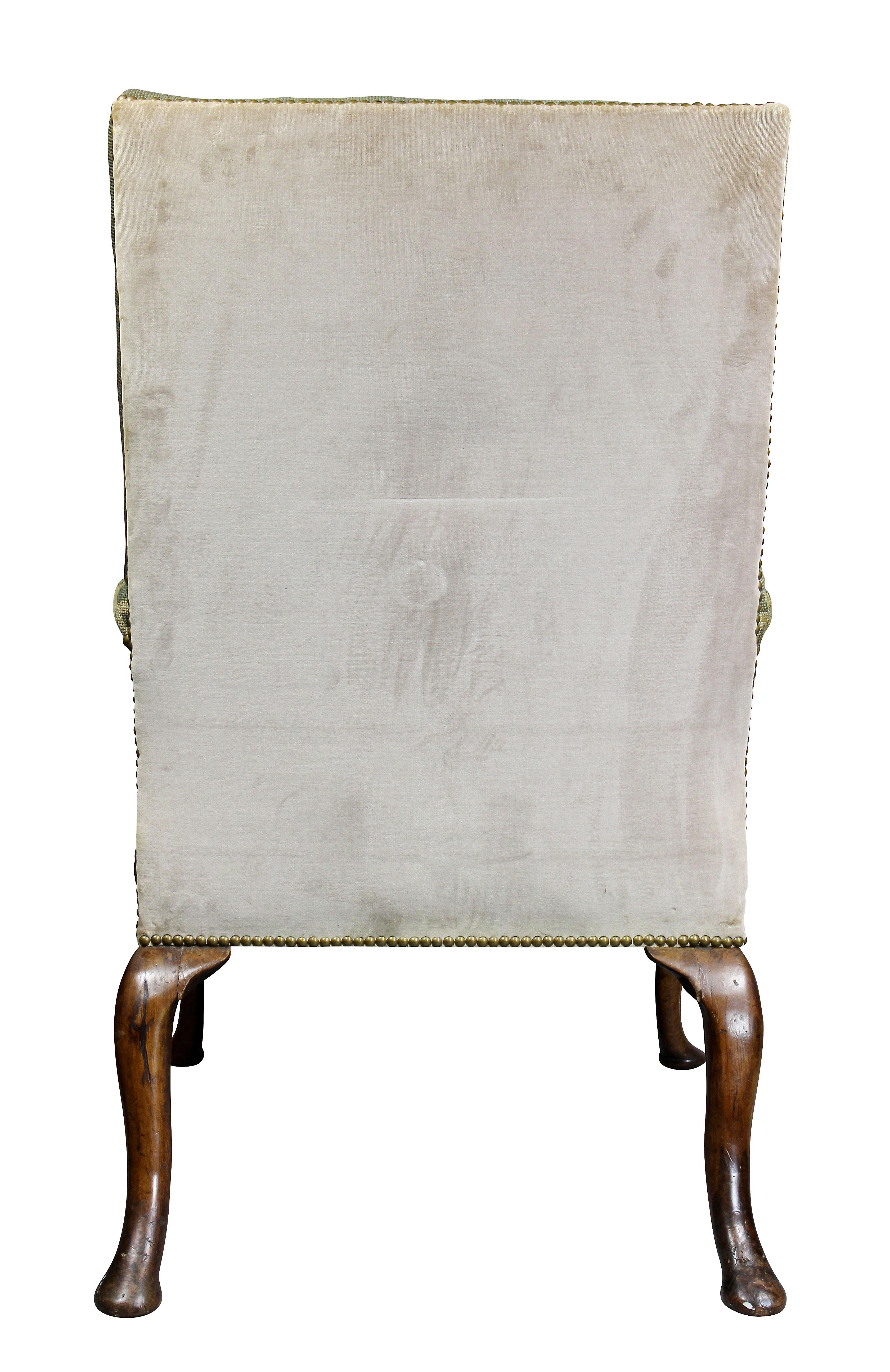 Queen Anne Walnut and Needlepoint Upholstered Armchair 5