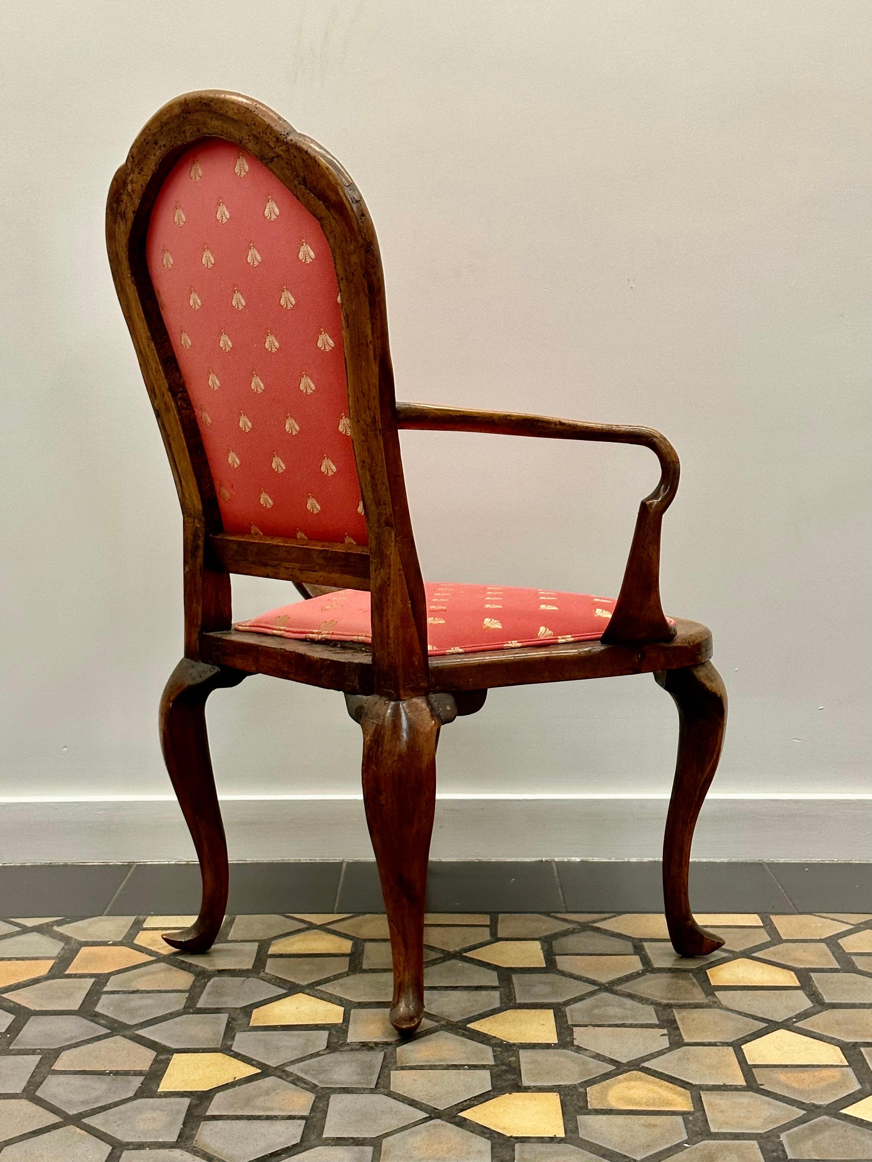 Queen Anne Walnut Armchair For Sale 1