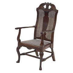 Poltrona Queen Anne in legno di noce e canne 1730 ca.