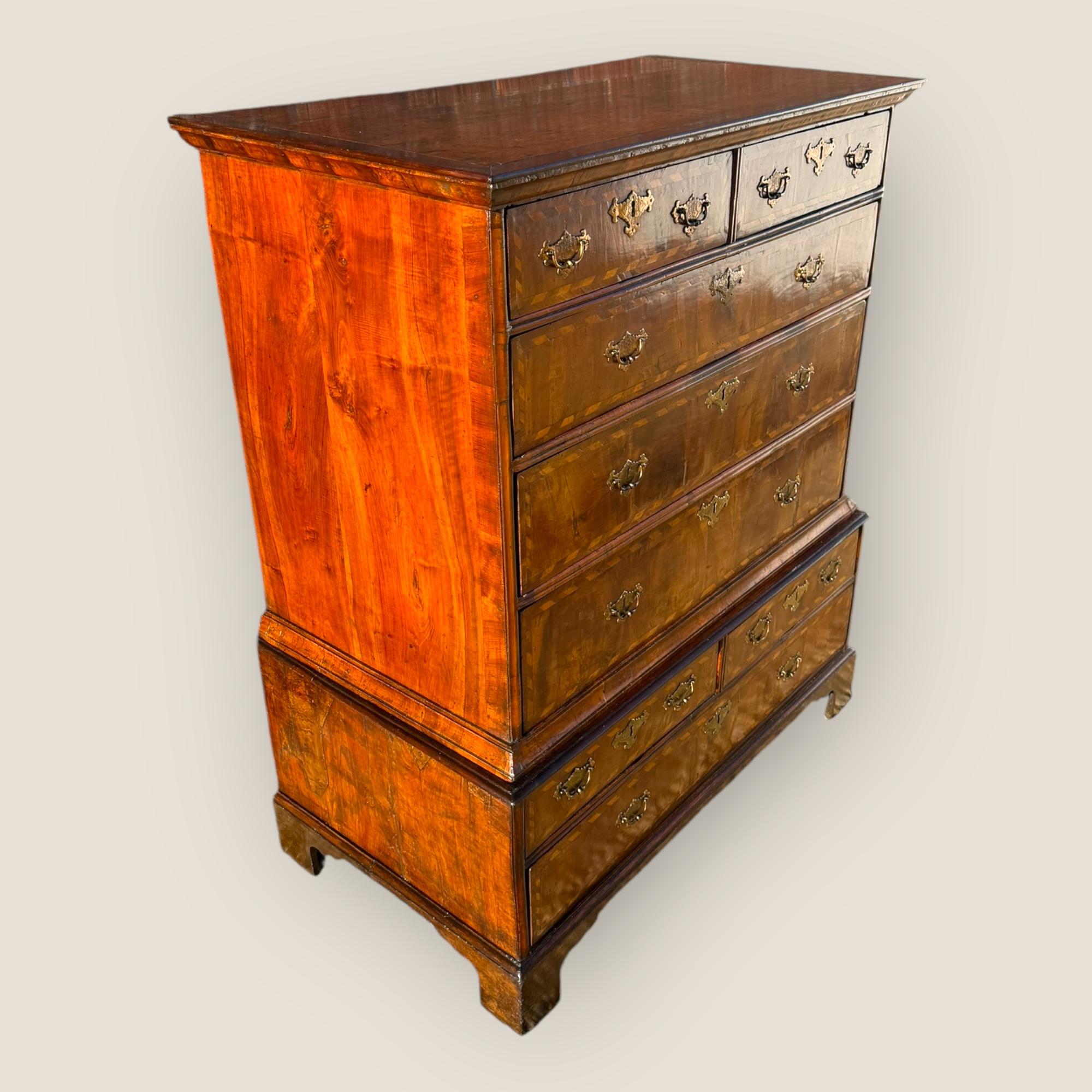 Inlay Queen Anne Walnut Chest of Drawers For Sale