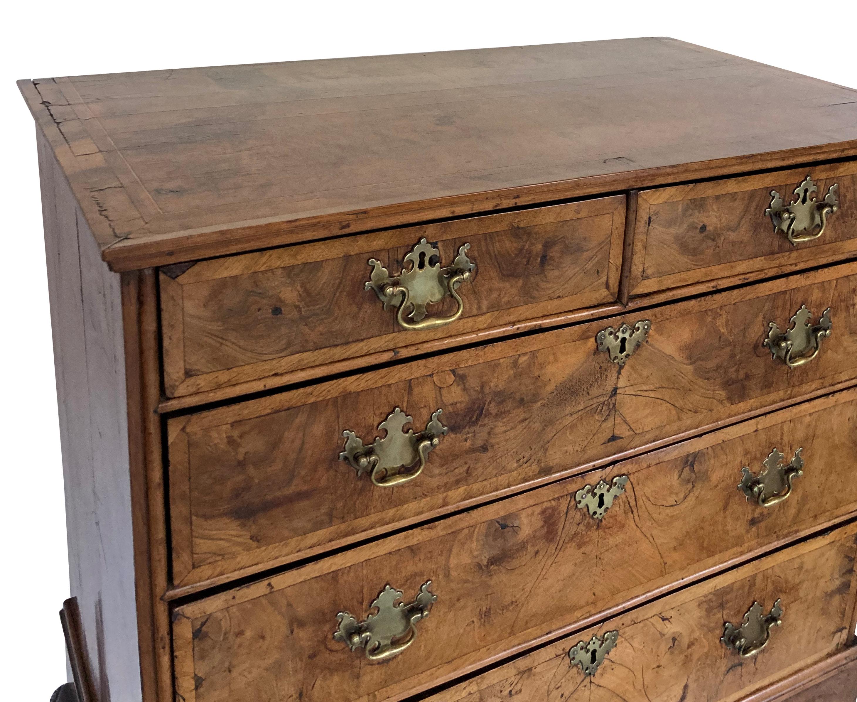 Brass Queen Anne Walnut Chest On Stand For Sale