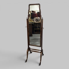 Queen Anne Walnut Cheval Mirror