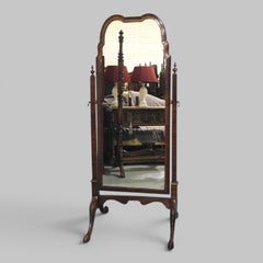 Queen Anne Walnut Cheval Mirror