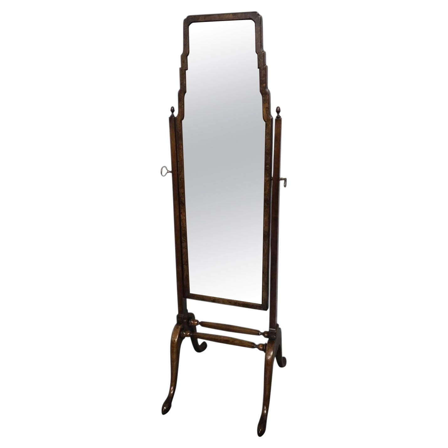 Specchio a cavalletto in noce stile Queen Anne