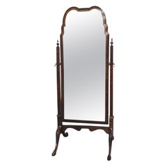 Queen Anne Walnut Cheval Mirror