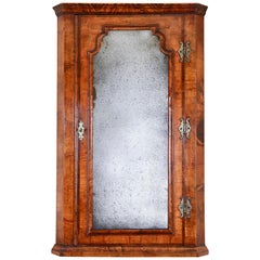 Used Queen Anne Walnut Corner Cupboard with Beveled Mirror Plate