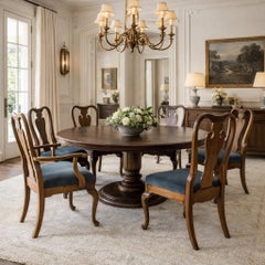 Queen Anne Walnut Dining Chairs by Thomasville, Set of Six with Slate Upholstery