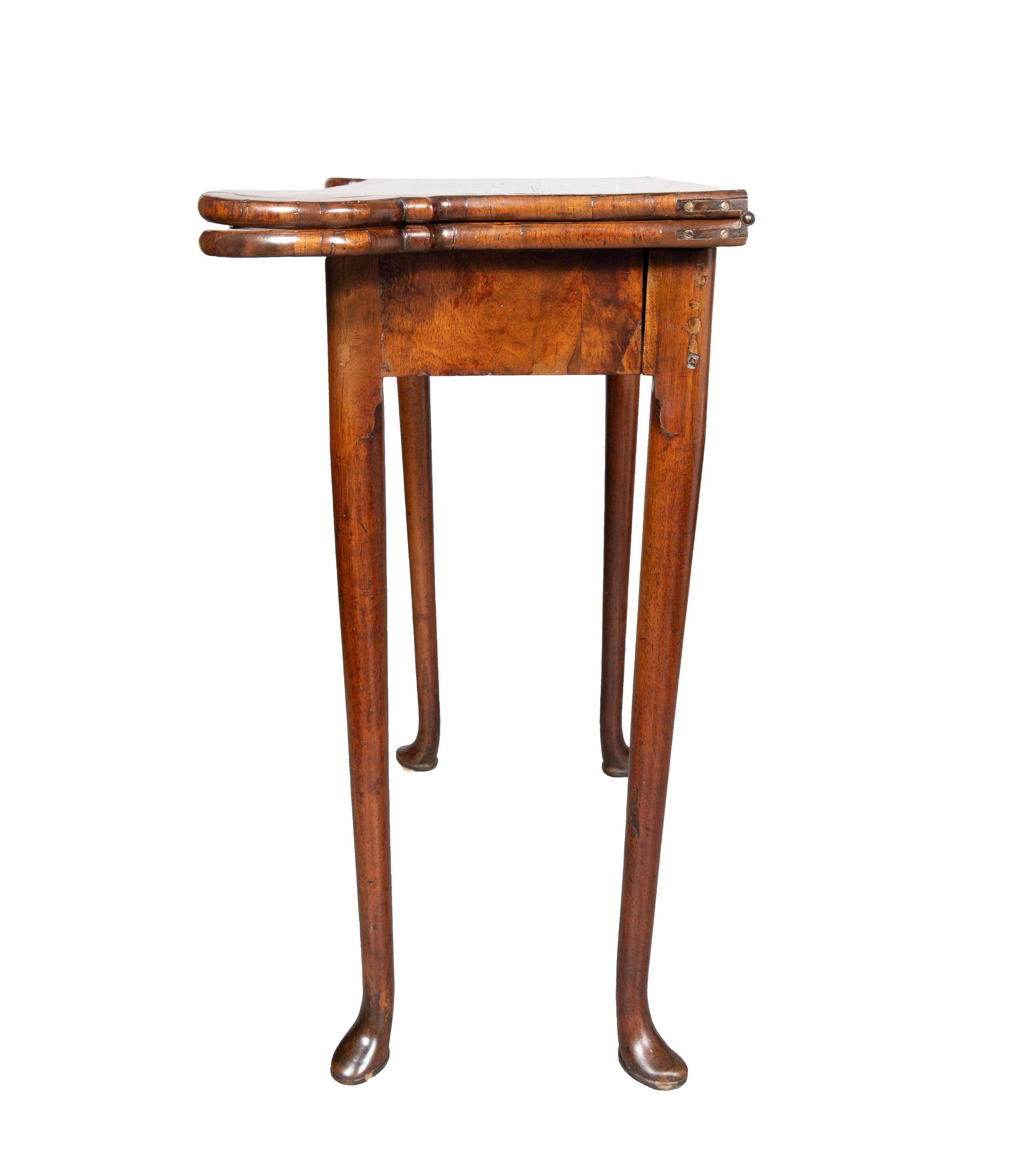 Queen Anne Walnut Games Table For Sale 1
