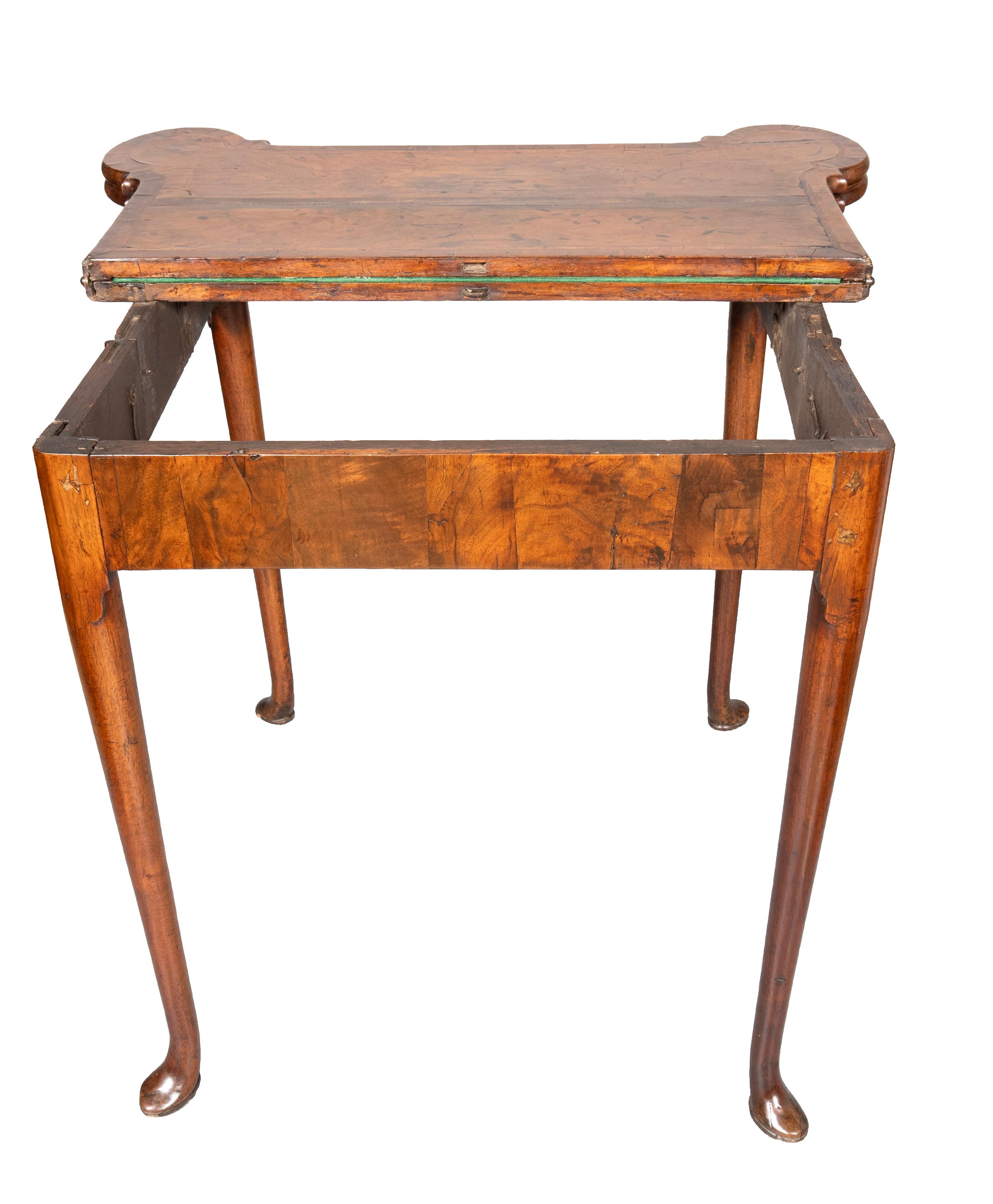Queen Anne Walnut Games Table For Sale 4