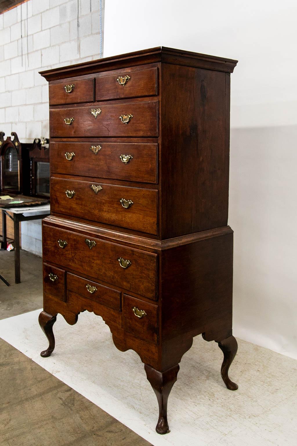 Early 18th Century Queen Anne Walnut High Boy For Sale