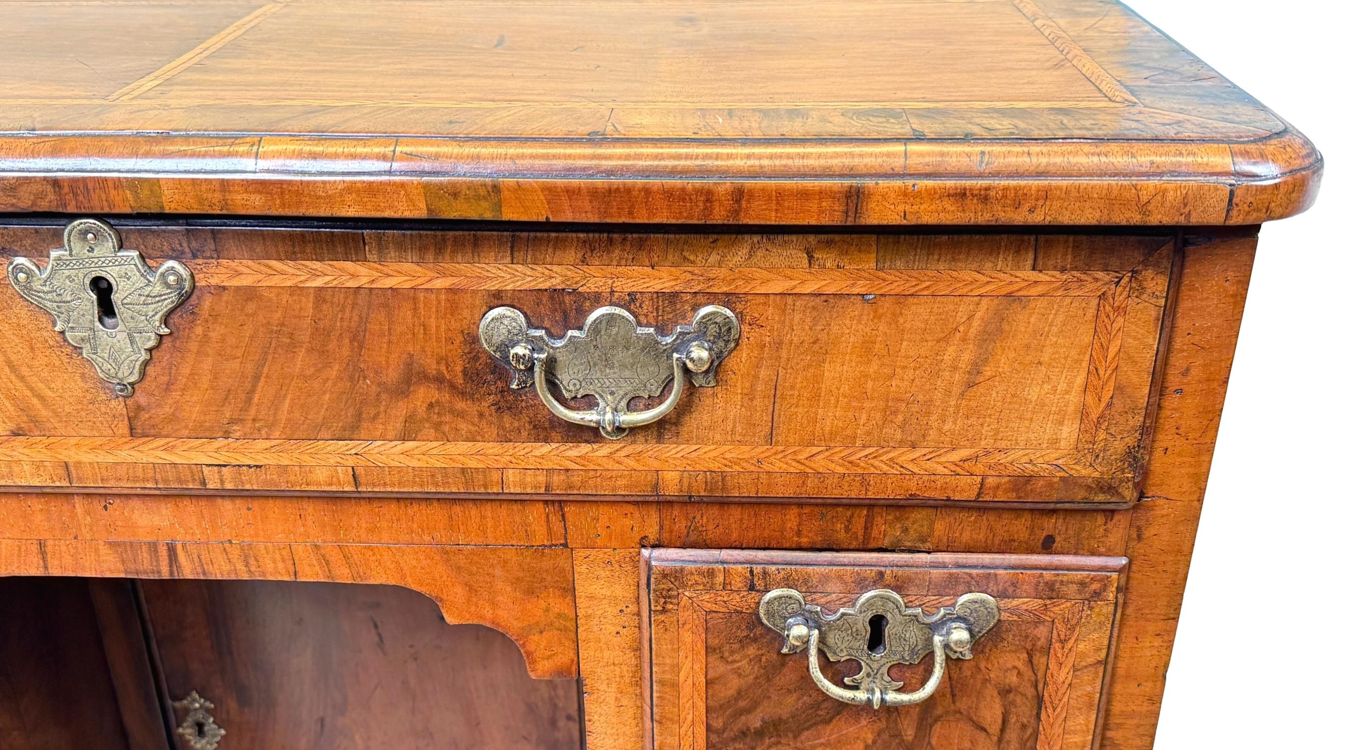 Queen Anne Walnut Kneehole Desk 3