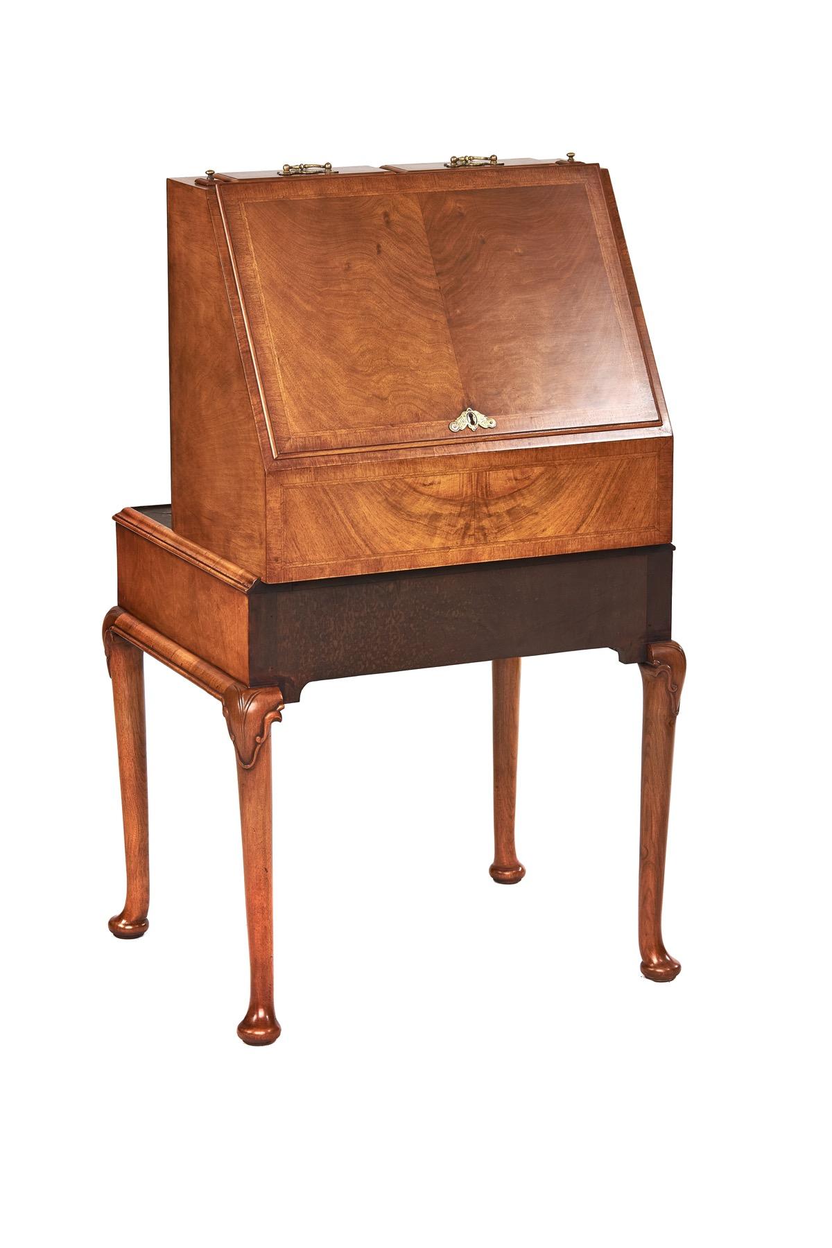20th Century Queen Anne Walnut Revival Bureau on Stand, circa 1920s For Sale