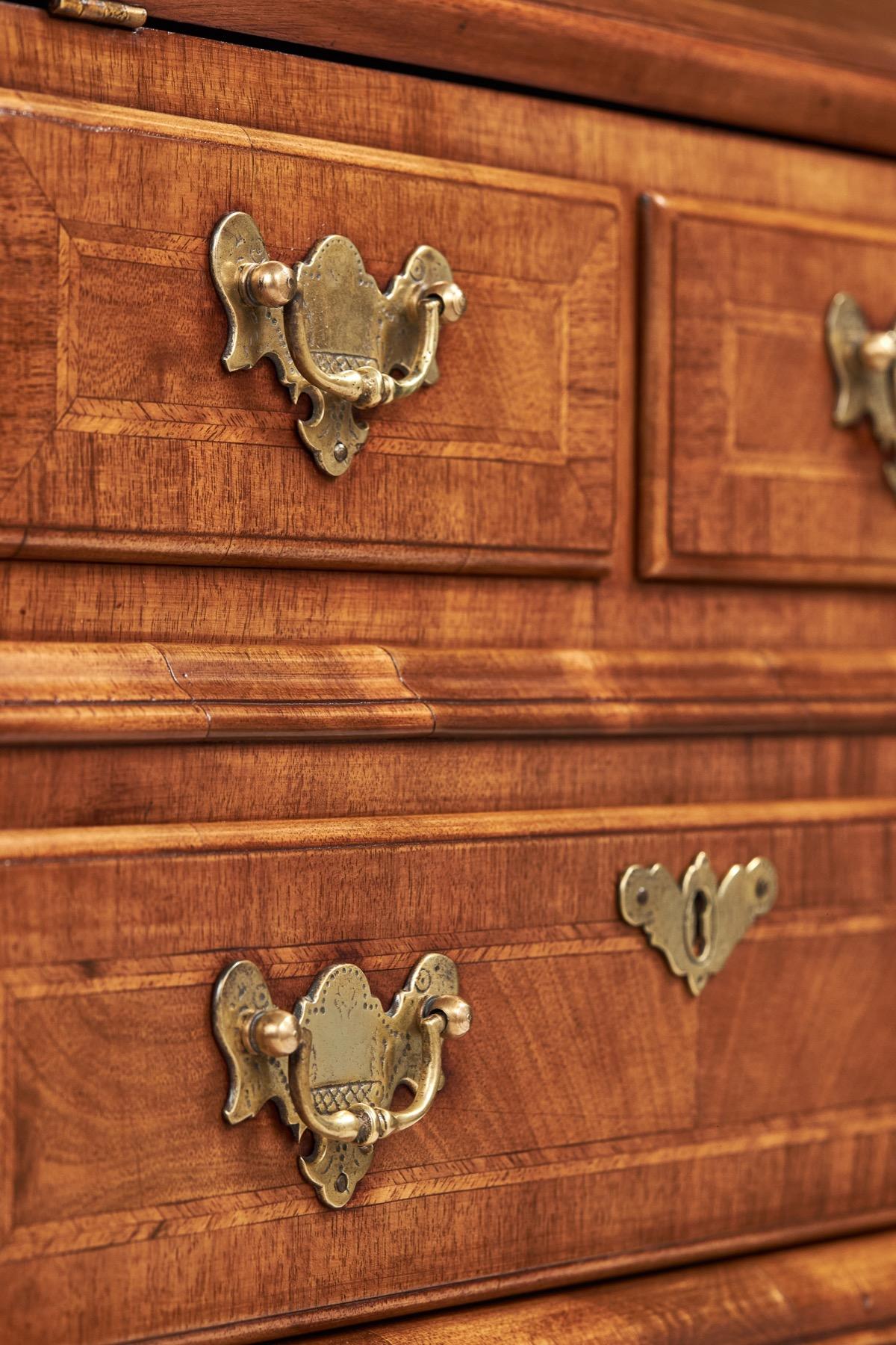 Queen Anne Walnut Revival Bureau on Stand, circa 1920s For Sale 1