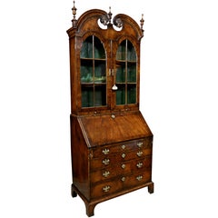 Antique Queen Anne Walnut Secretary Bookcase