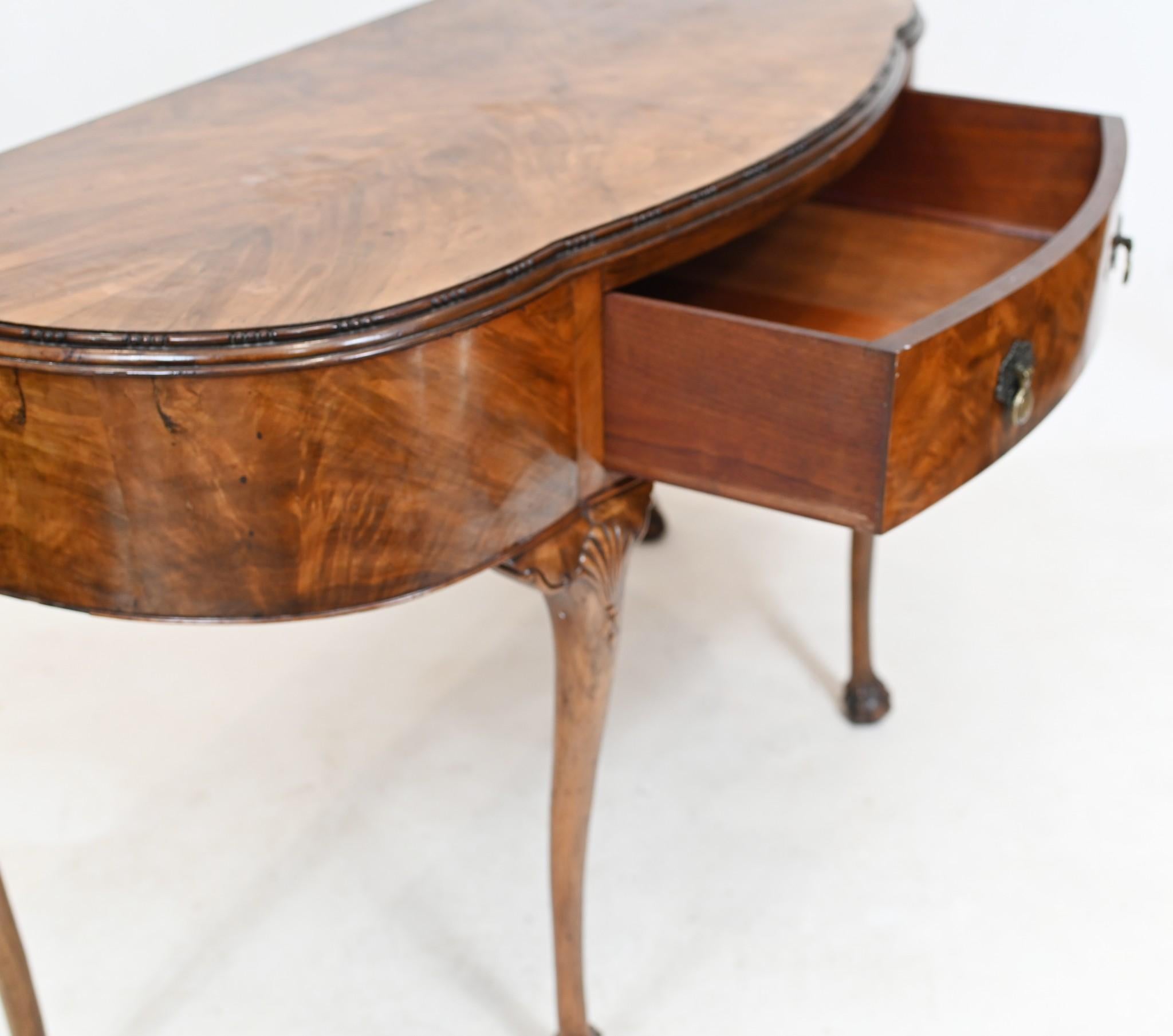Mid-20th Century Queen Anne Walnut Sideboard Server Bow Front Buffet For Sale