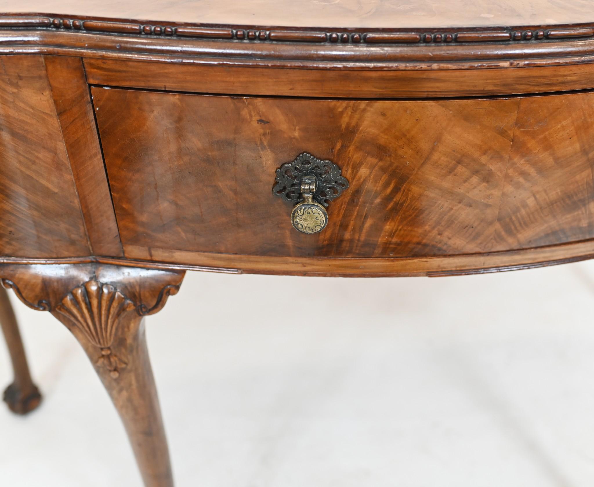 Queen Anne Walnut Sideboard Server Bow Front Buffet For Sale 2
