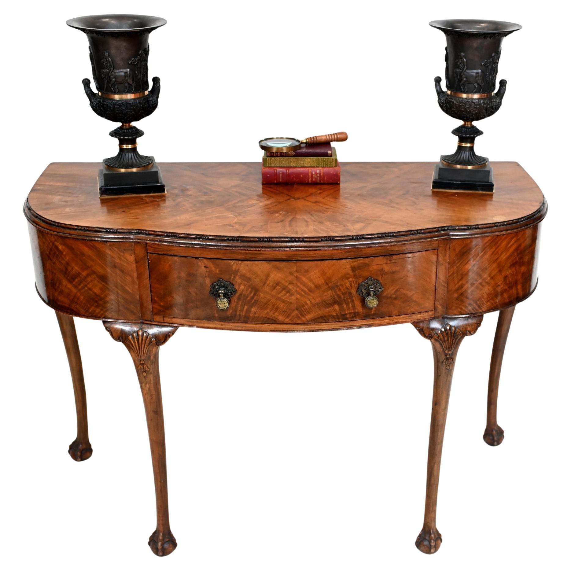 Queen Anne Walnut Sideboard Server Bow Front Buffet For Sale