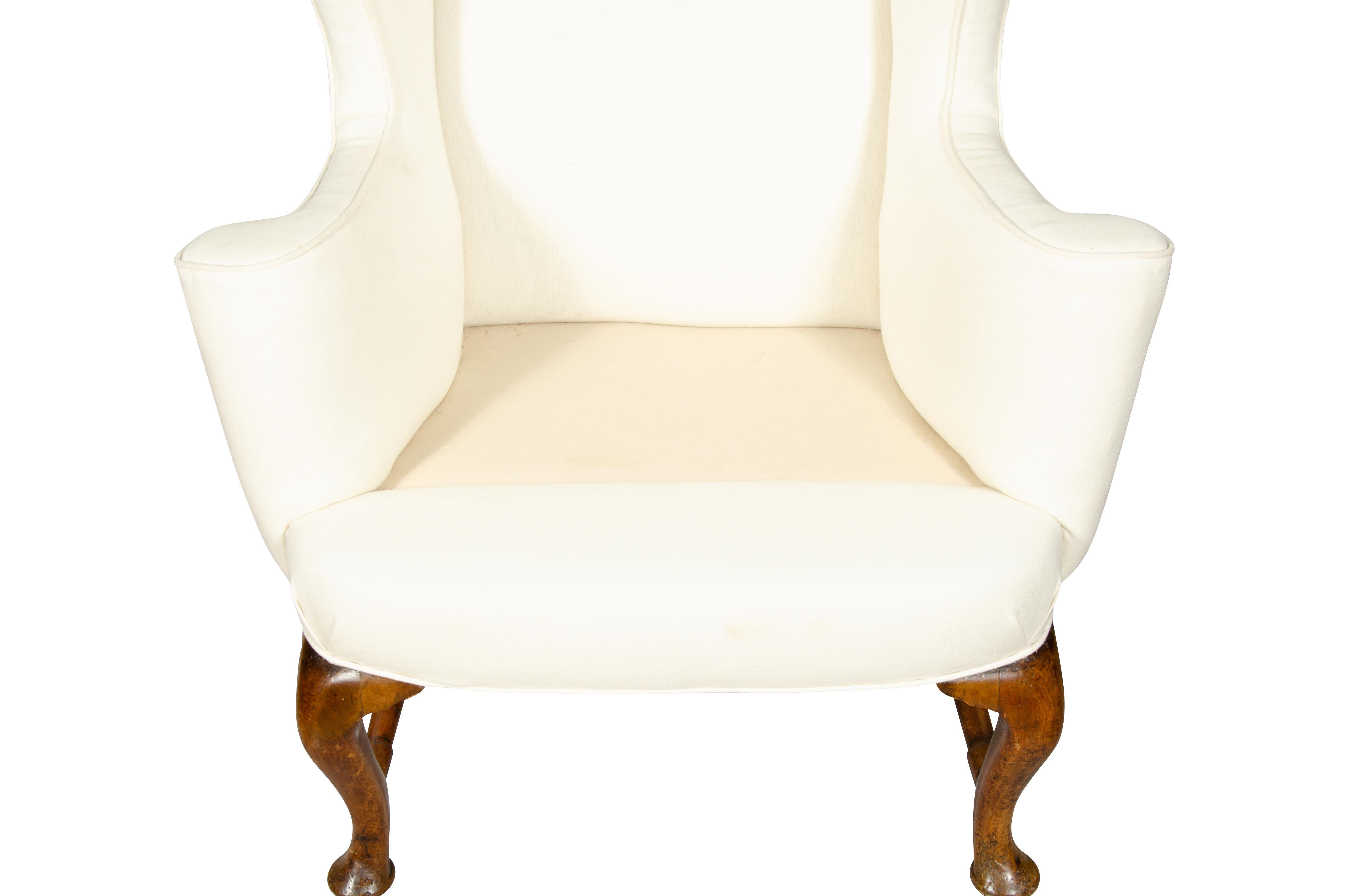Queen Anne Walnut Wing Chair 10