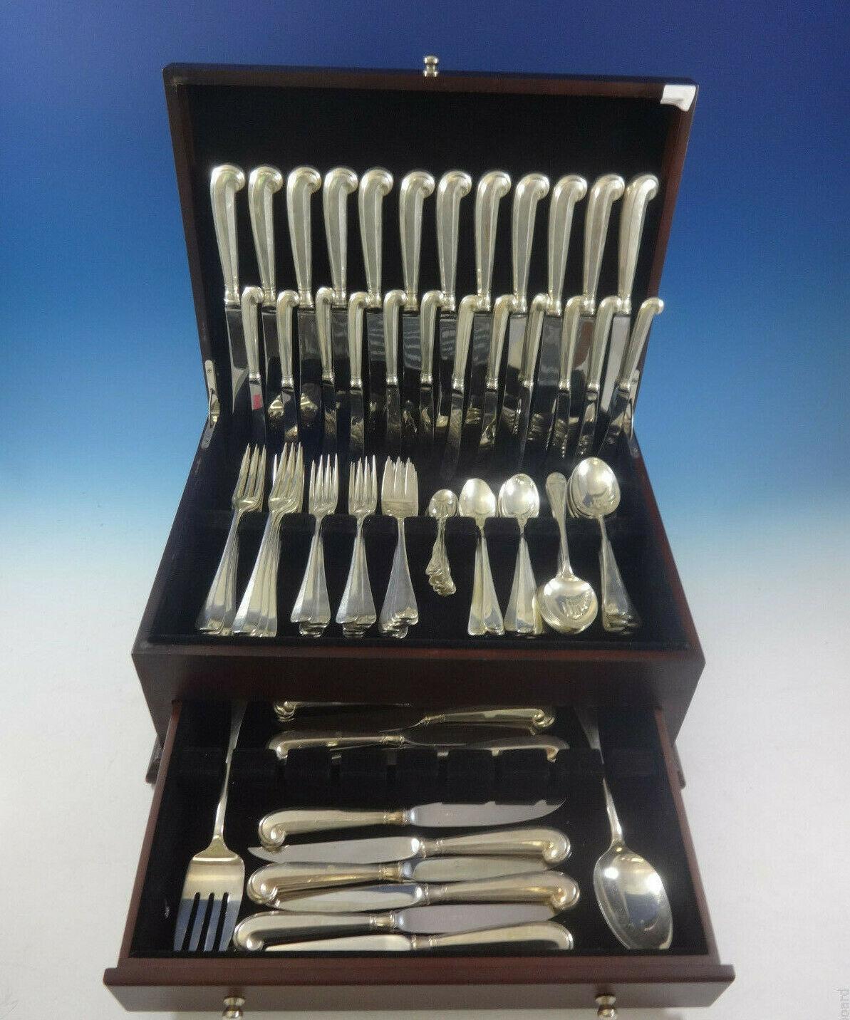 Large Queen Anne-williamsburg by Stieff sterling silver flatware set - 110 Pieces. This set includes:

12 dinner knives, 9 1/4