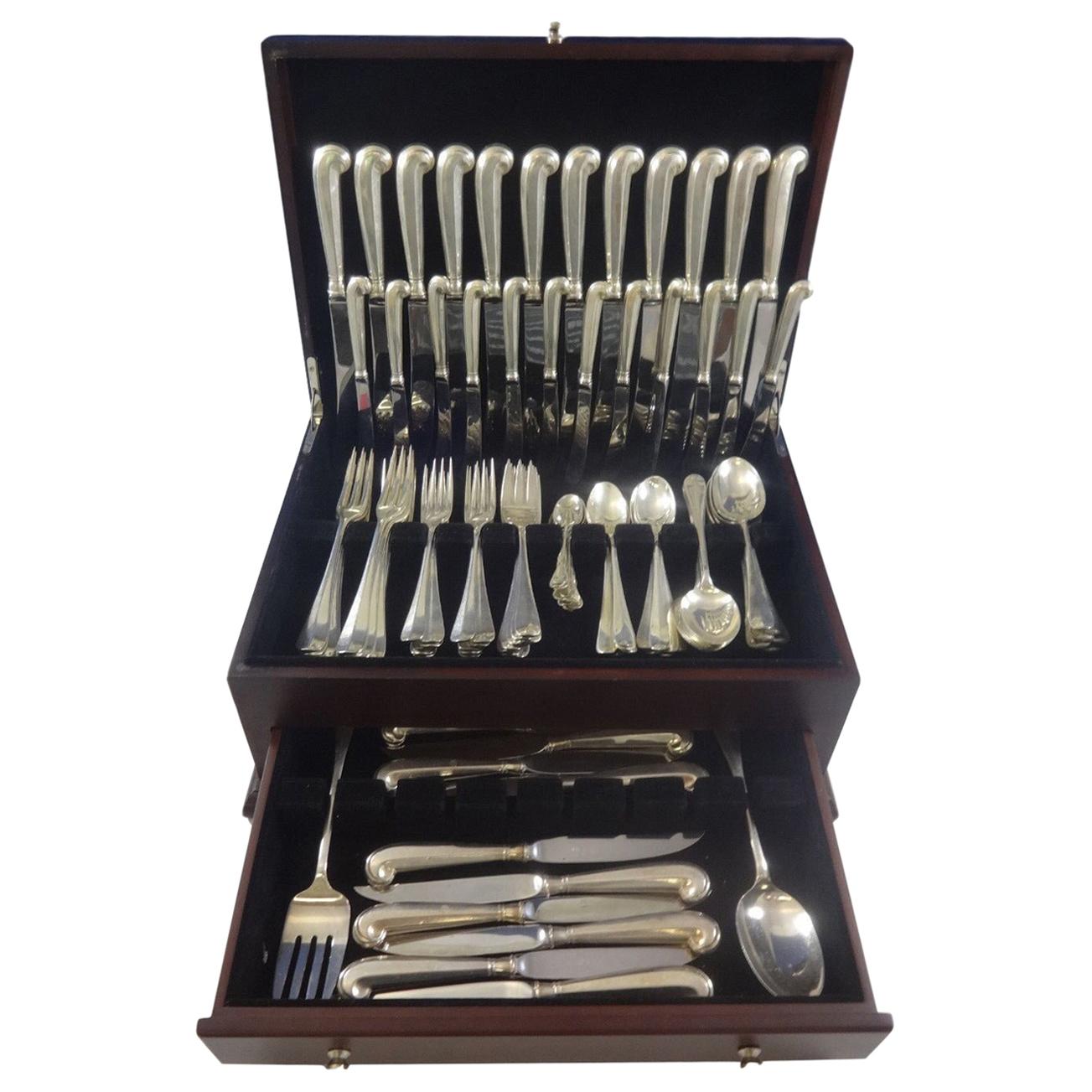 Queen Anne Williamsburg by Stieff Sterling Silver Dinner 12 Flatware Set 110 Pc