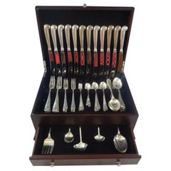 Used Queen Anne Williamsburg by Stieff Sterling Silver Dinner 12 Flatware Set 89 Pcs