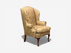 Queen Anne, Wingback Chair, Fabric, Mahogany, England, 19th c.