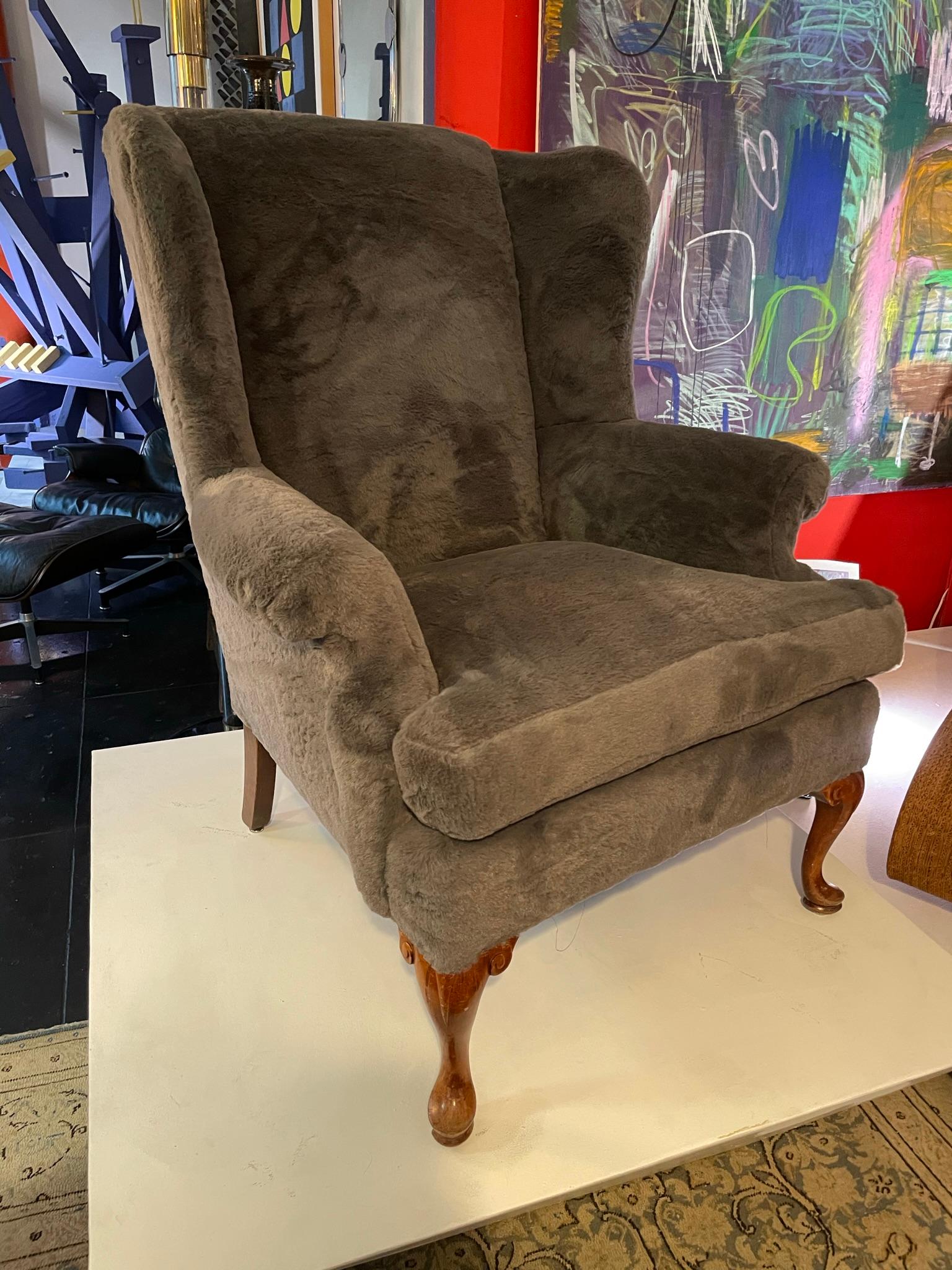 20th Century Queen Anne Wingback Chair For Sale