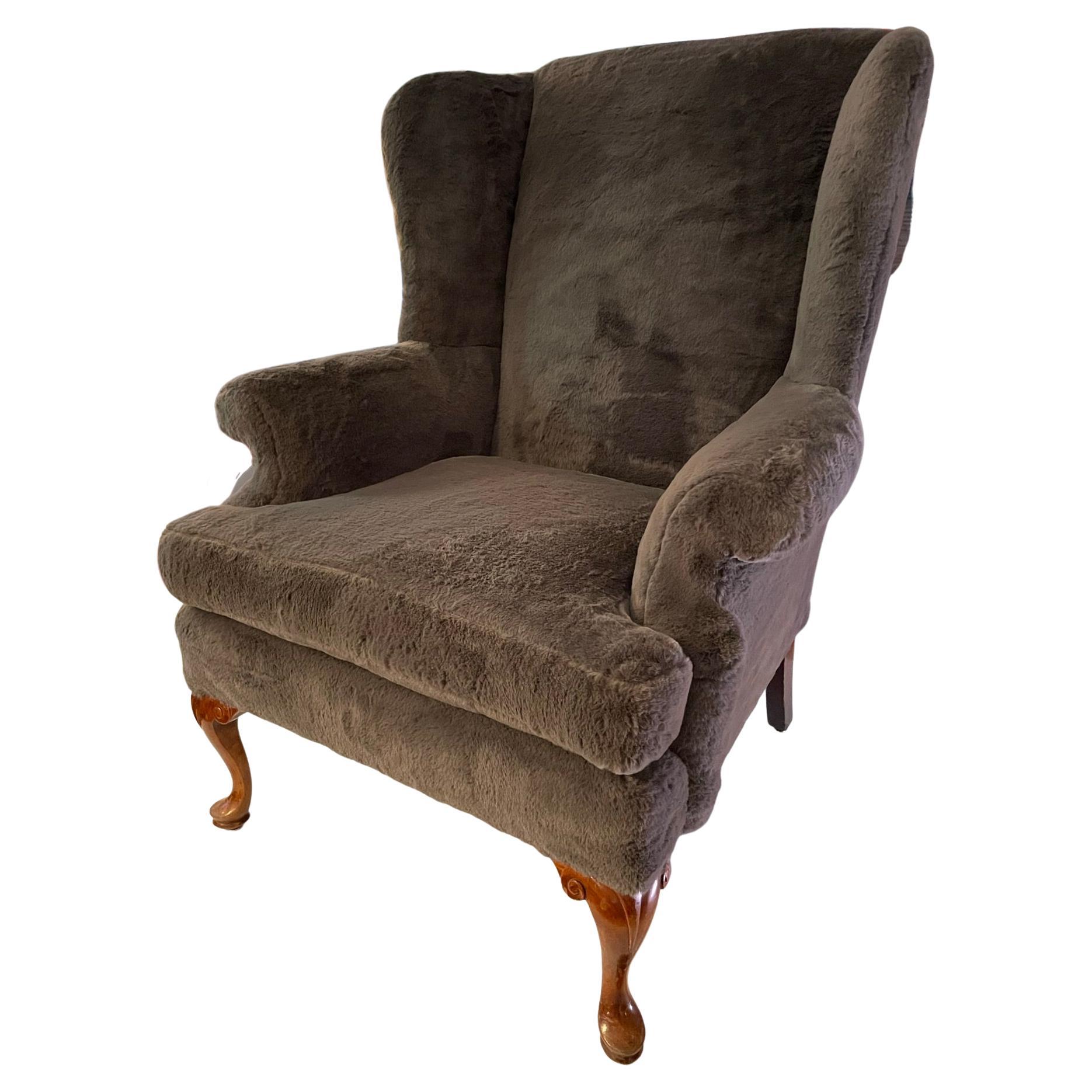 Queen Anne Wingback Chair For Sale