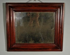 Queen Anne Yew Wood Framed Cushion Mirror with Original Plate, circa 1710