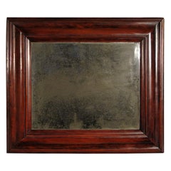Queen Anne Yew Wood Framed Cushion Mirror with Original Plate, circa 1710