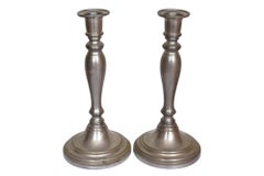 Queen Art Pewter Candlestick Holders, a Pair