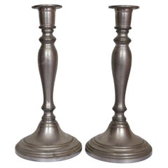 Queen Art Pewter Candlestick Holders, a Pair