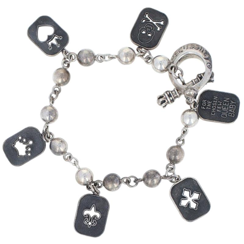 Bracelet à breloques Queen Baby en argent sterling avec fermoir à bascule pour femmes