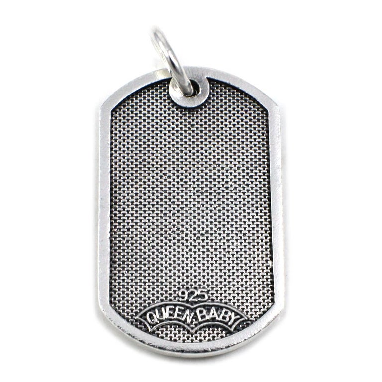 Queen Baby Sterling Silver Baby Dog Tag Cross Pendant For Sale at