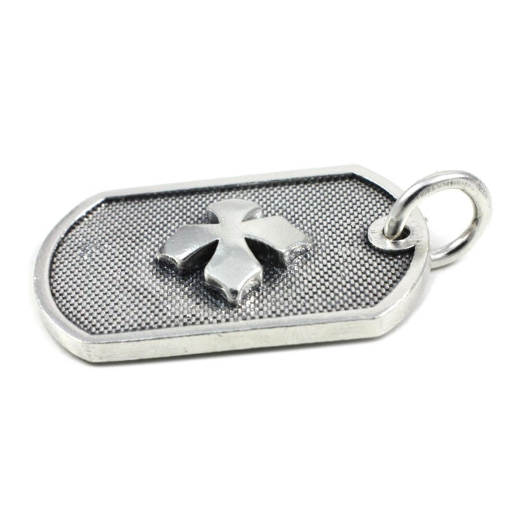 Queen Baby Sterling Silver Baby Dog Tag Cross Pendant For Sale at