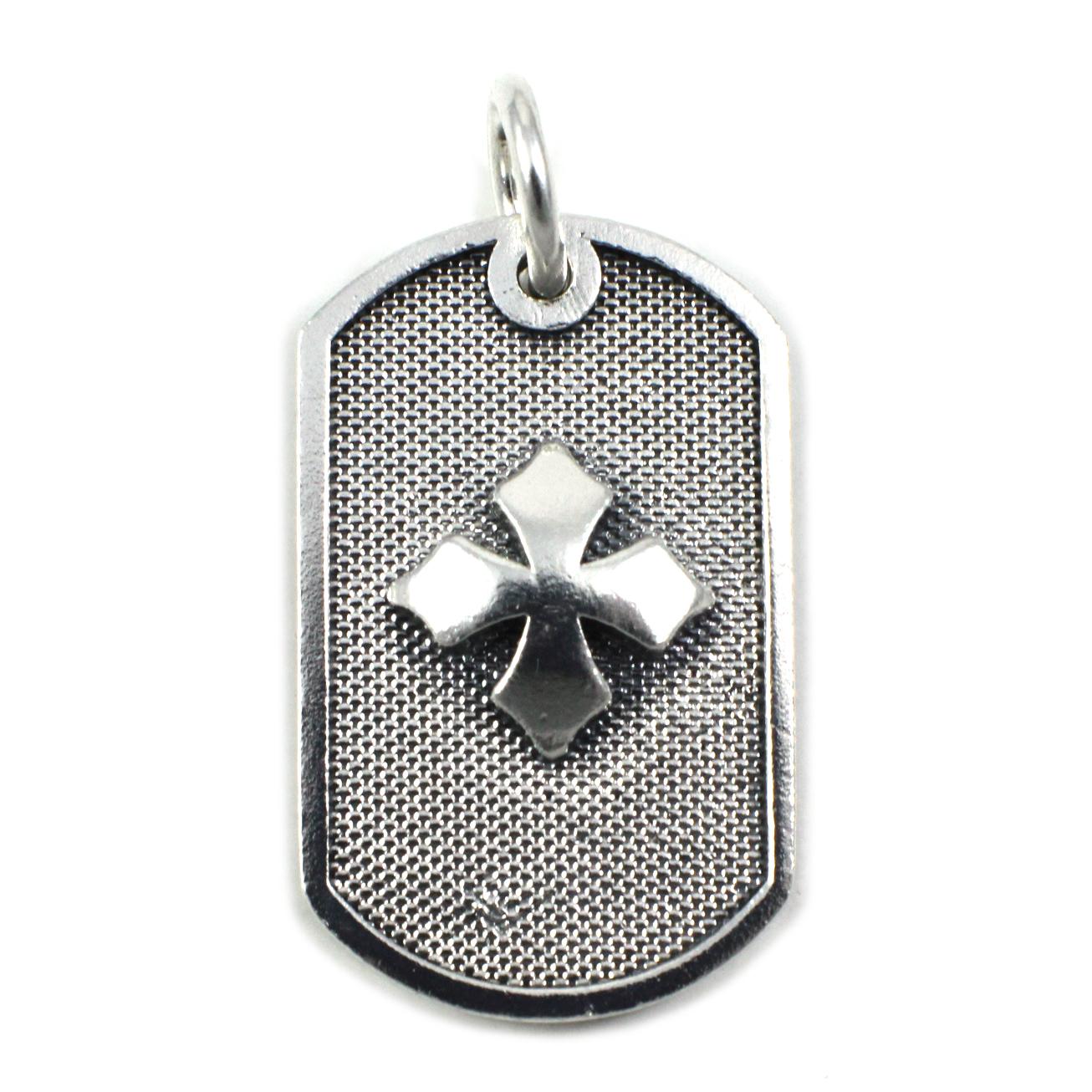 Queen Baby Sterling Silver Baby Dog Tag Cross Pendant For Sale