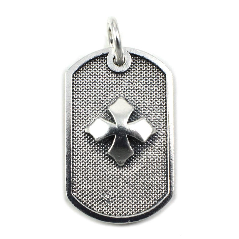 Queen Baby Sterling Silver Baby Dog Tag Cross Pendant For Sale at