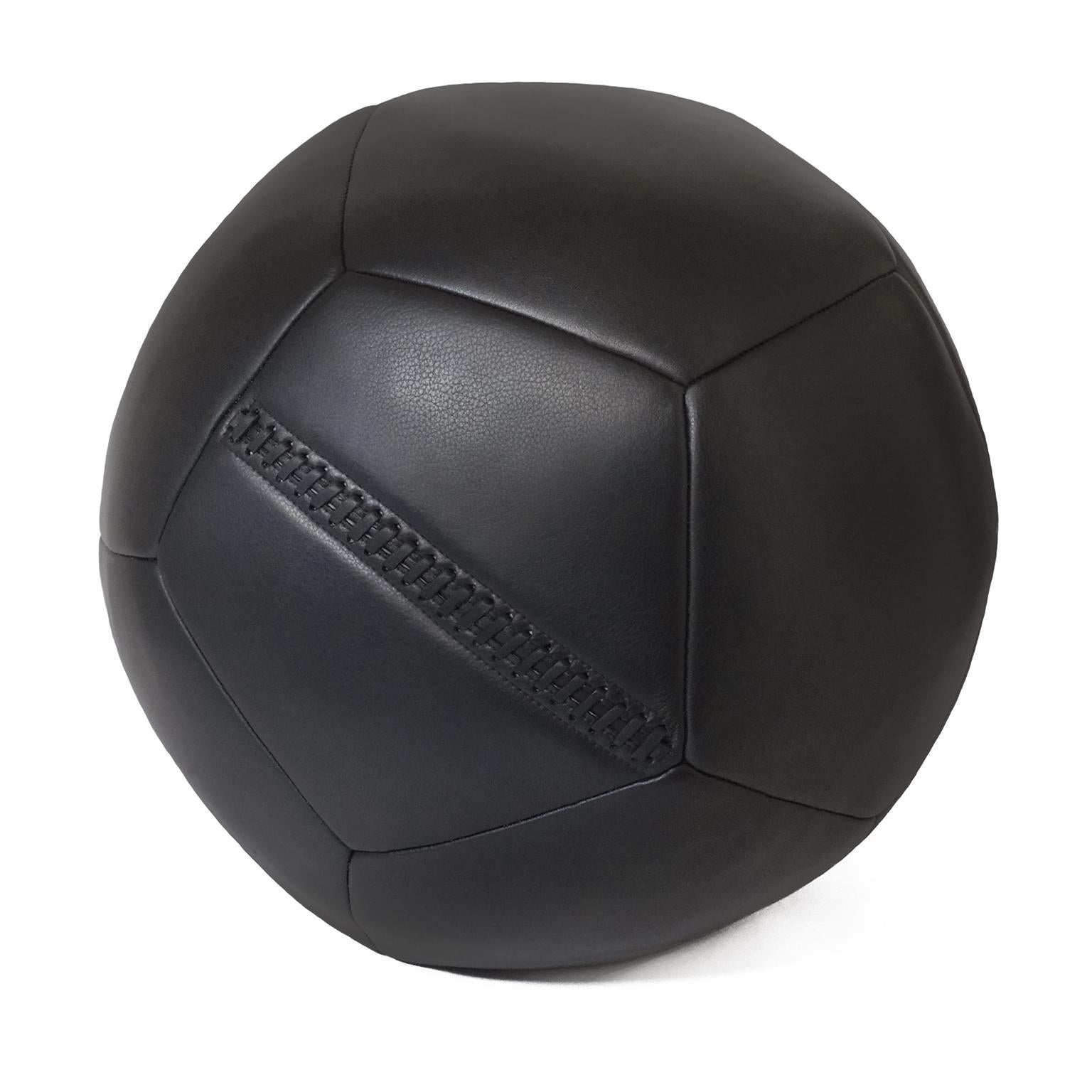 Ball Ottoman 18" in Black Leather by Moses Nadel For Sale