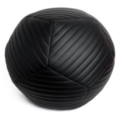 Banded Ottoman Black Leather by Moses Nadel