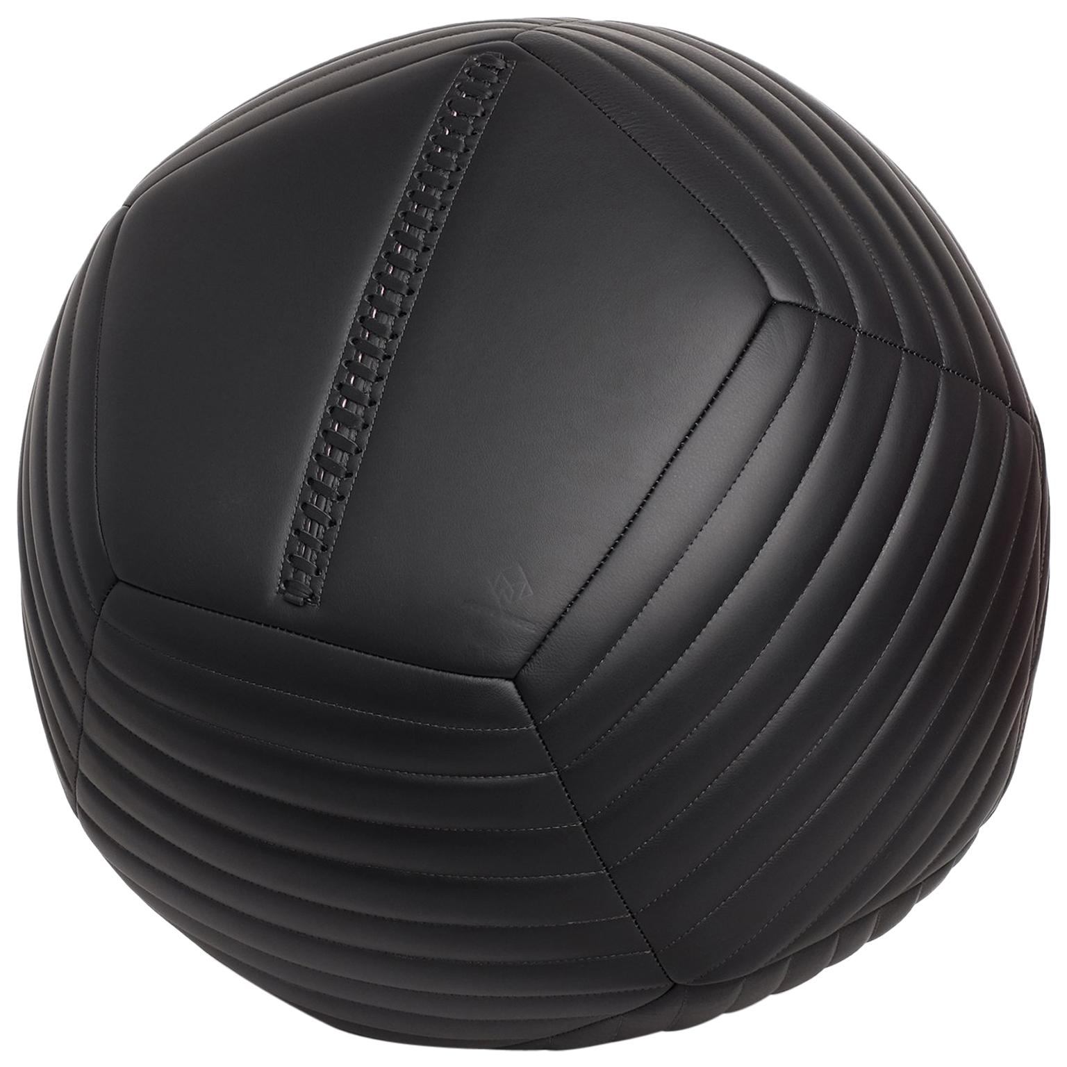 Banded Ottoman Black Leather by Moses Nadel in vendita