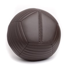 Banded Round Ball Ottoman in Chocolate Brown Leather by Moses Nadel