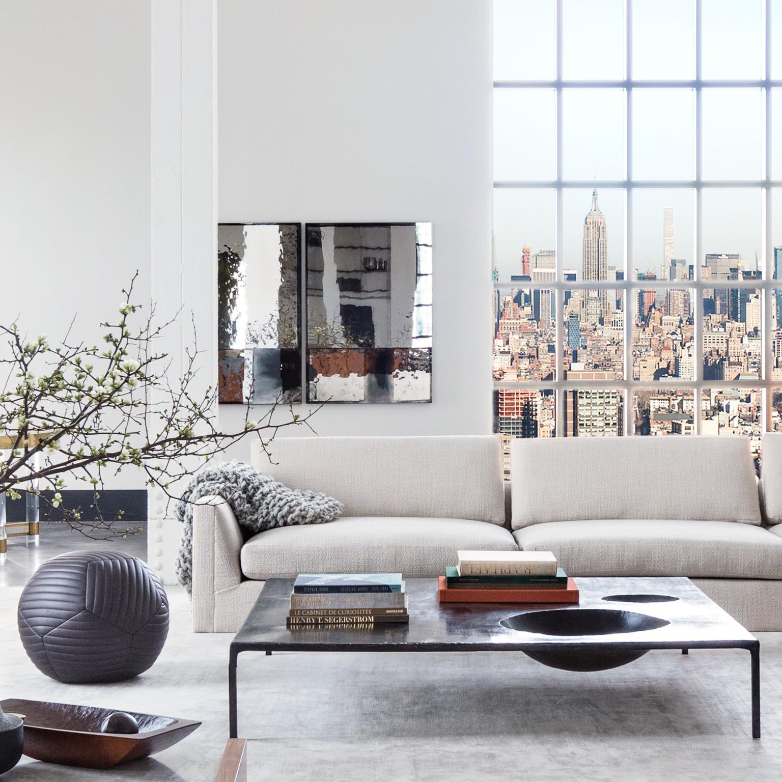 Banded Round Ball Ottoman in Chocolate Brown Leather by Moses Nadel Neuf - En vente à Oyster Bay, NY