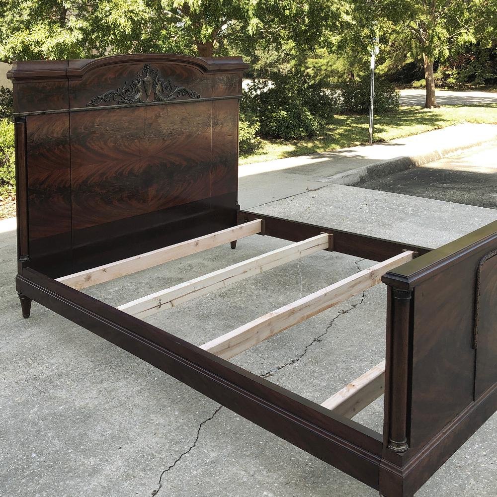 Queen Bed, Antique French Neoclassical in Mahogany 5