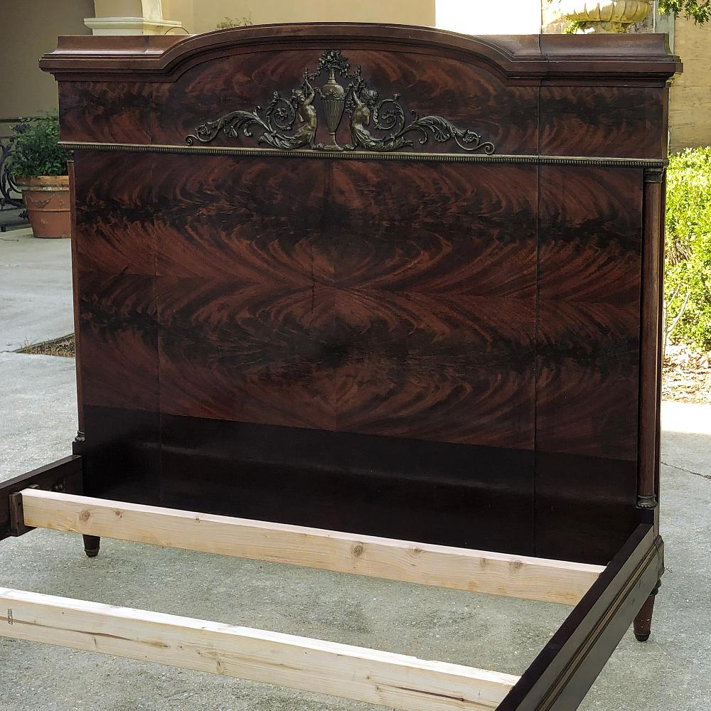Queen Bed, Antique French Neoclassical in Mahogany 1