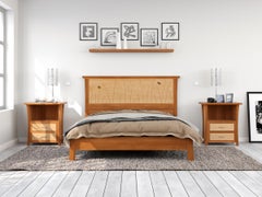 Queen Bed Frame, Handmade In Cherry and Maple With Butterfly Inlays