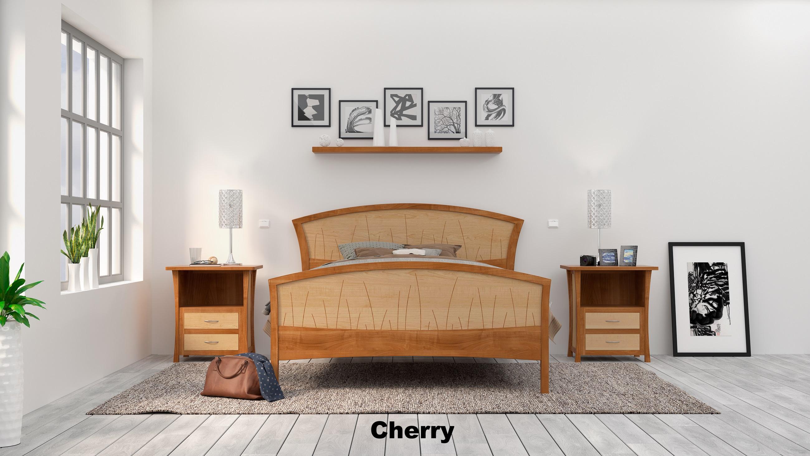 Queen Bed Frame, Handmade in Walnut And Curly Maple 